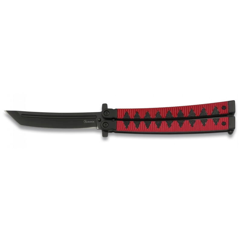 Couteau Papillon Ninja Rouge Albainox 1 Couteau Papillon Ninja Rouge Albainox