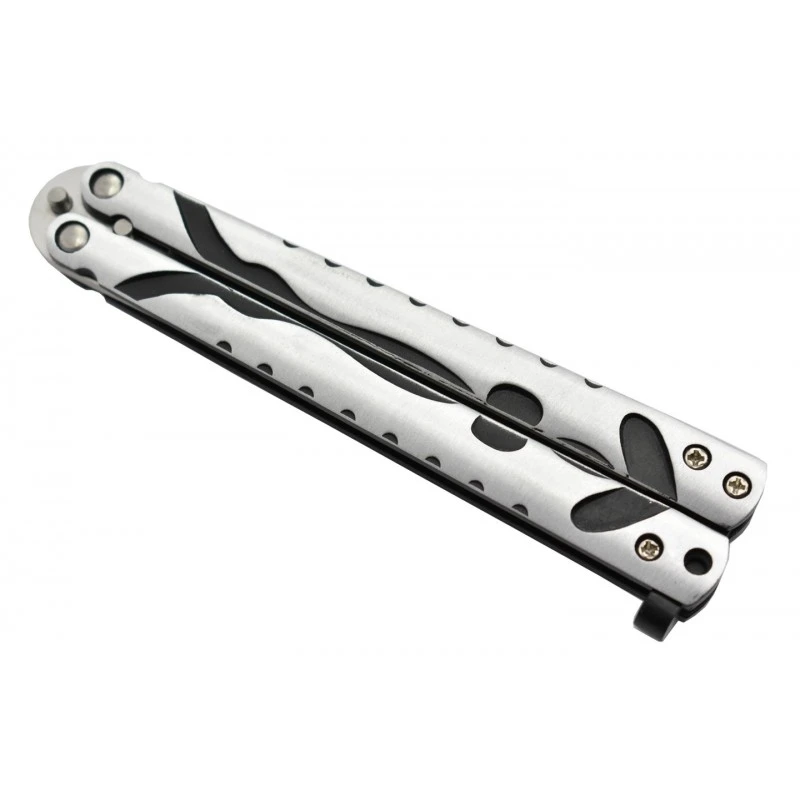 Couteau Papillon Razor Blade Alu Noir Silver 2 Couteau Papillon Razor Blade Alu Noir Silver – Image 2