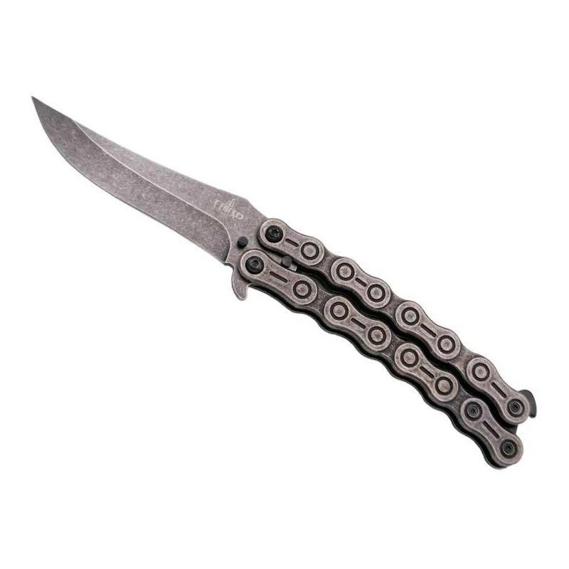 Couteau Papillon Third Chaine 13.5cm Inox Stonewashed 1 Couteau Papillon Third Chaine 13.5cm Inox Stonewashed